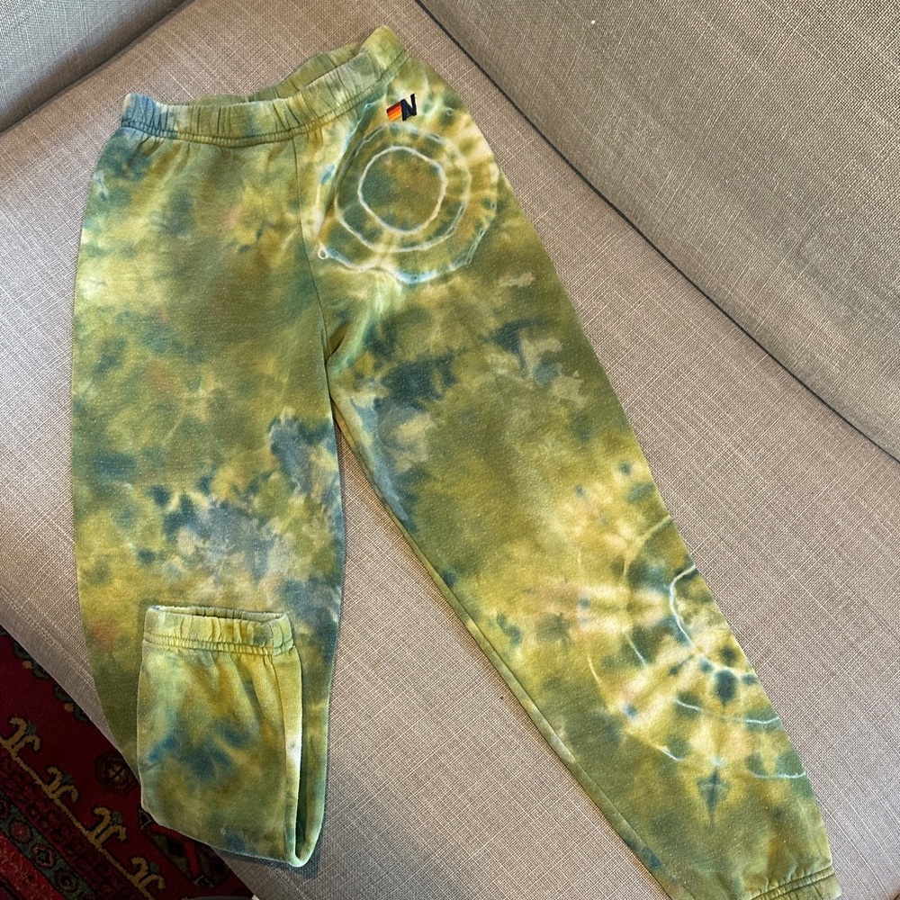 Aviator Nation Kids Tie-Dye Green/Yellow Joggers